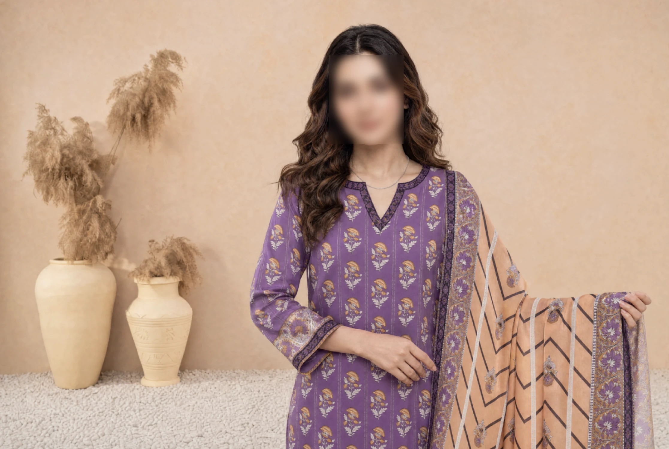 Mauve Aura Printed 3 Piece Lawn Suit
