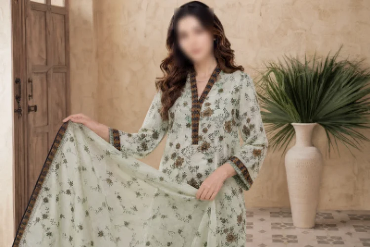 Mint Flora Printed 3 Piece Lawn Suit 3