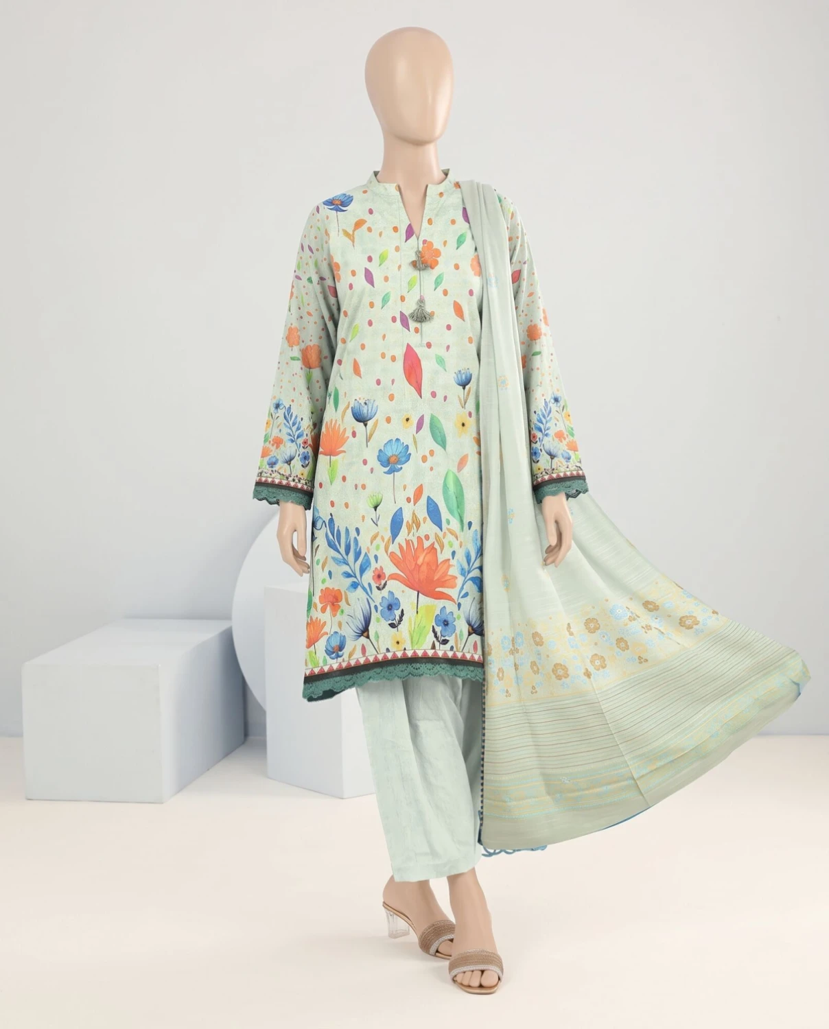 Mint Meadow – 3 Piece Khaddar Suit | Winter Collection — Women — photo 1