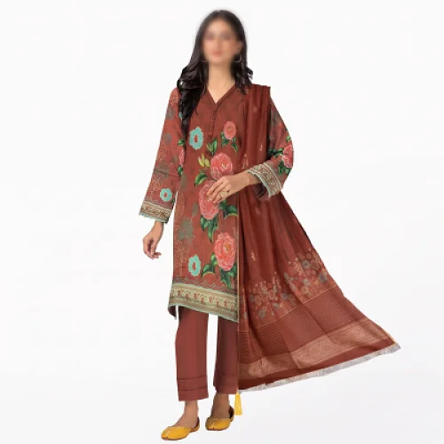 Camellia Garden – 3 Piece Unstitched Printed Khaddar Suit | Winter Collection — Women — photo 3