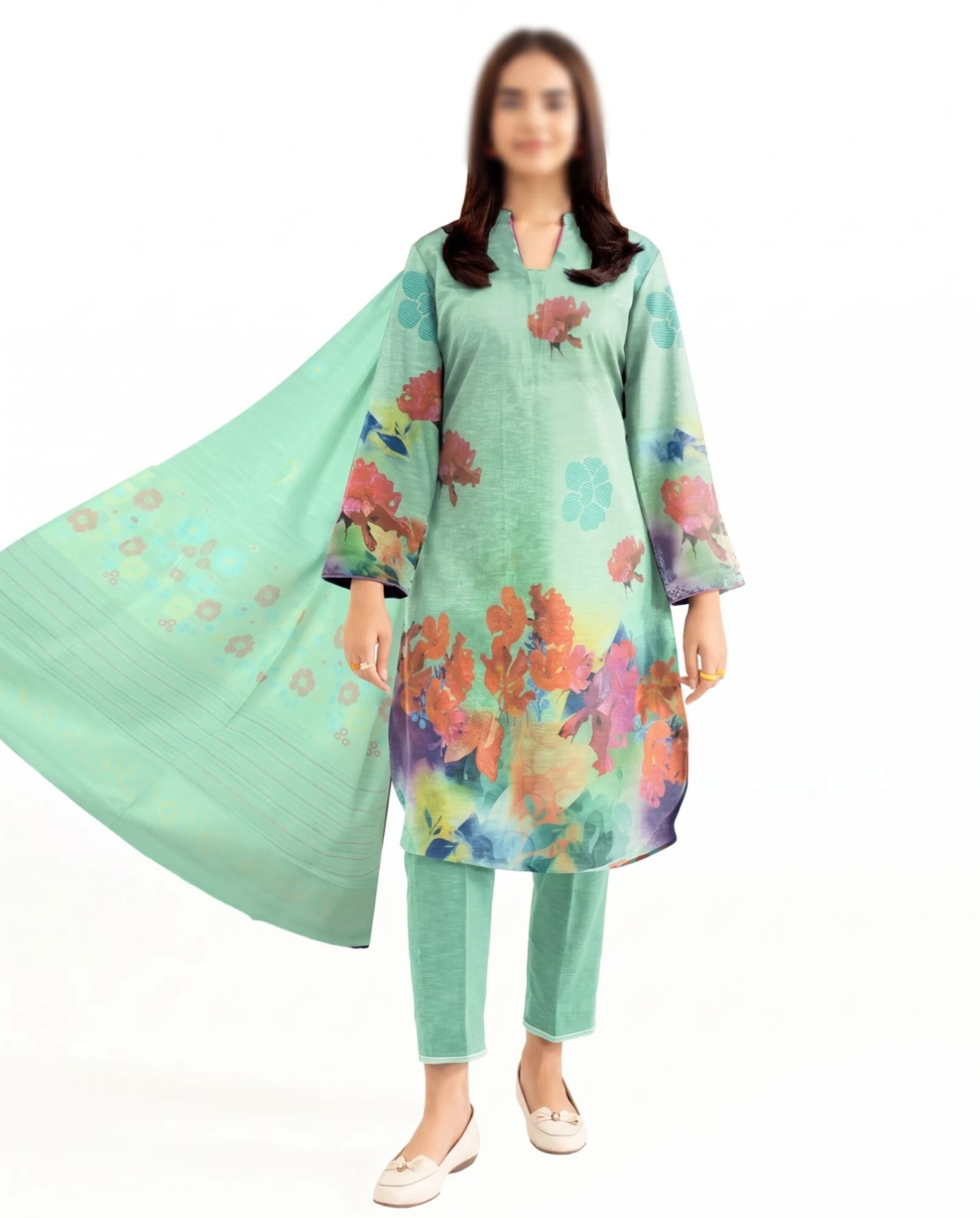 Blossom Brush – 3 Piece Unstitched Printed Khaddar Suit | Winter Collection — Women — photo 3