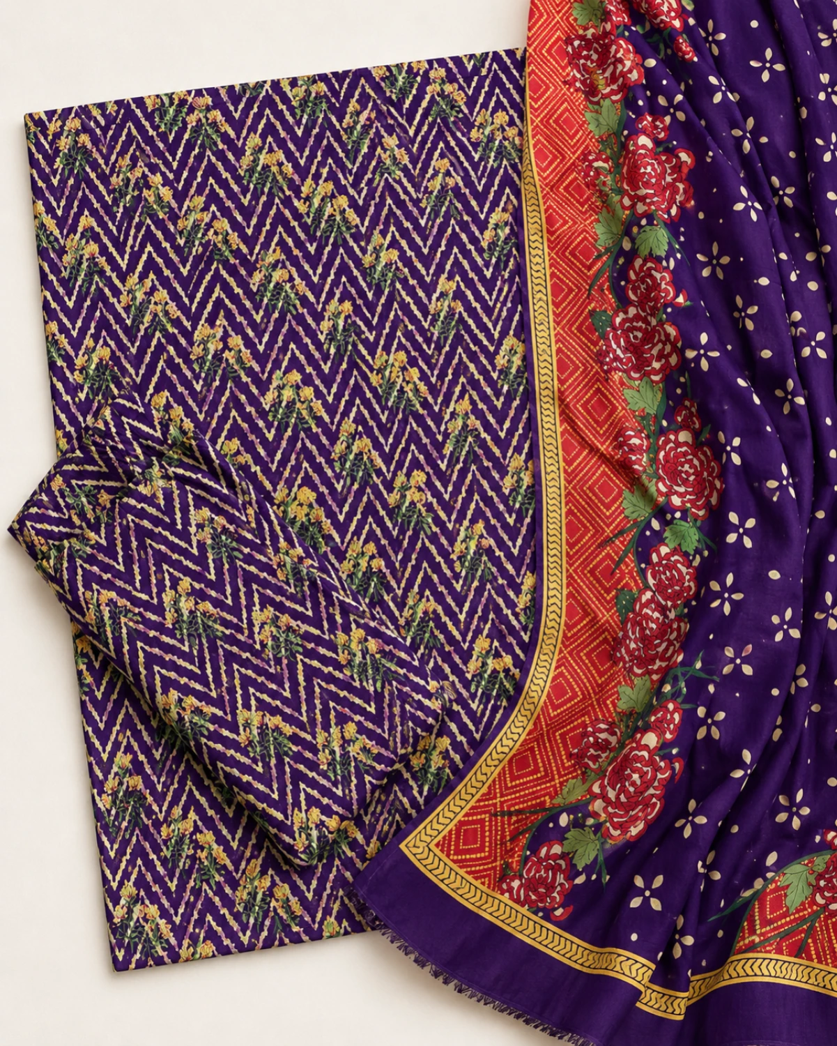 Maha Chevron Printed 3 Piece Suit