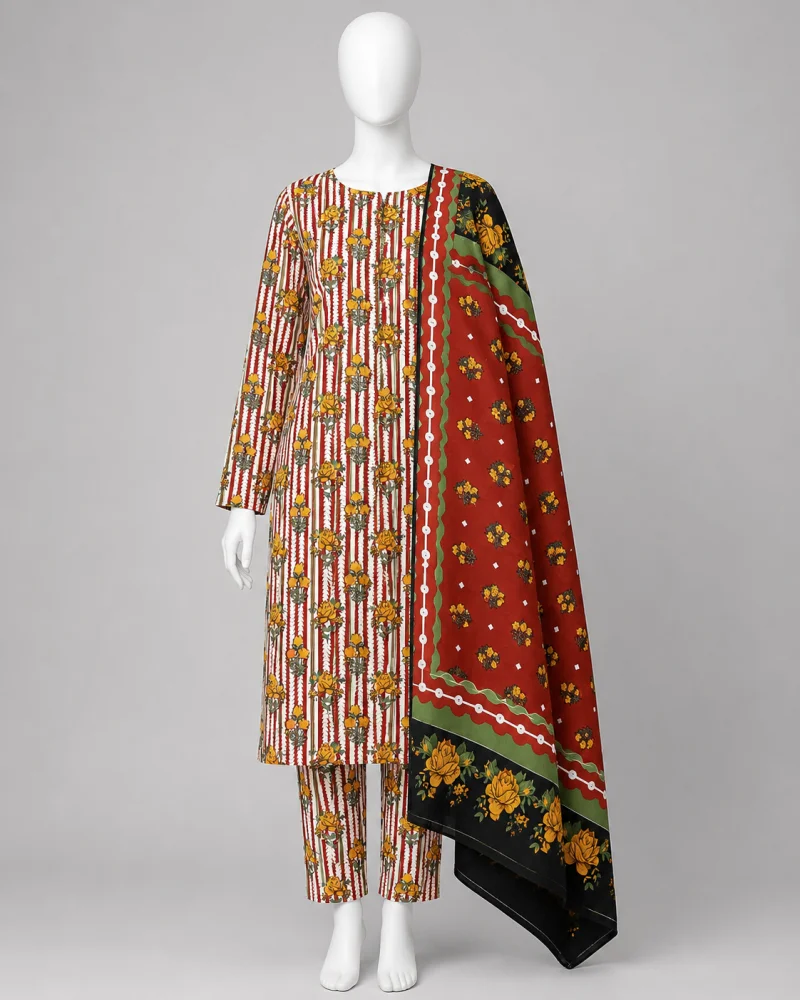 Sana Floral Striped 3 Piece Suit