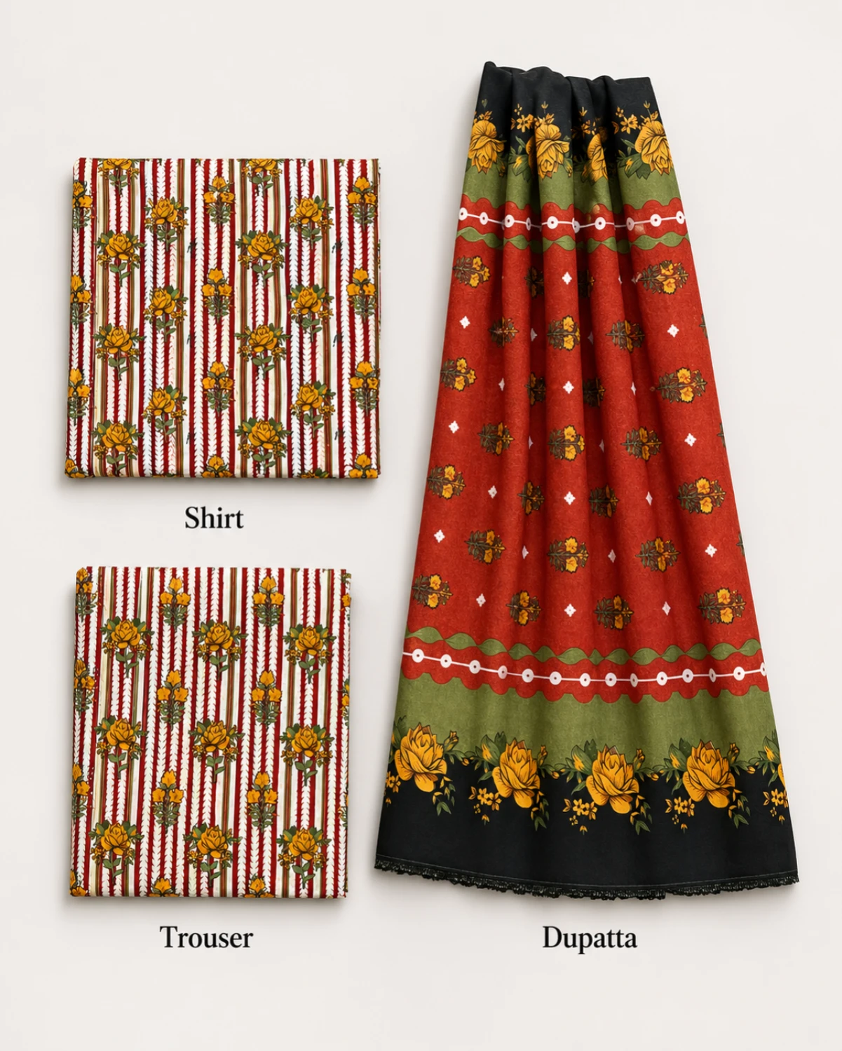 Sana Floral Striped 3 Piece Suit