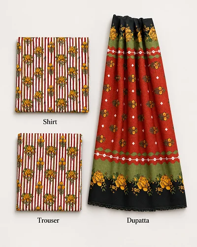 Sana Floral Striped 3 Piece Suit 2
