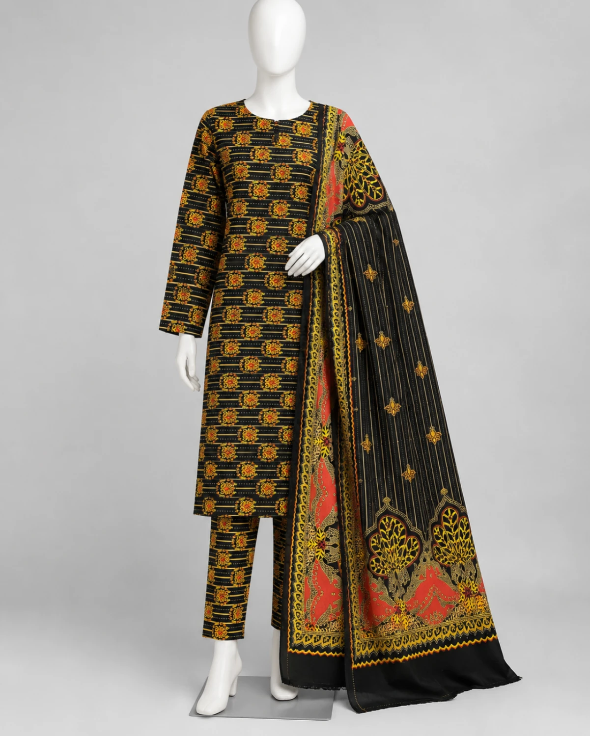 Rida Traditional Printed 3 Piece Suit