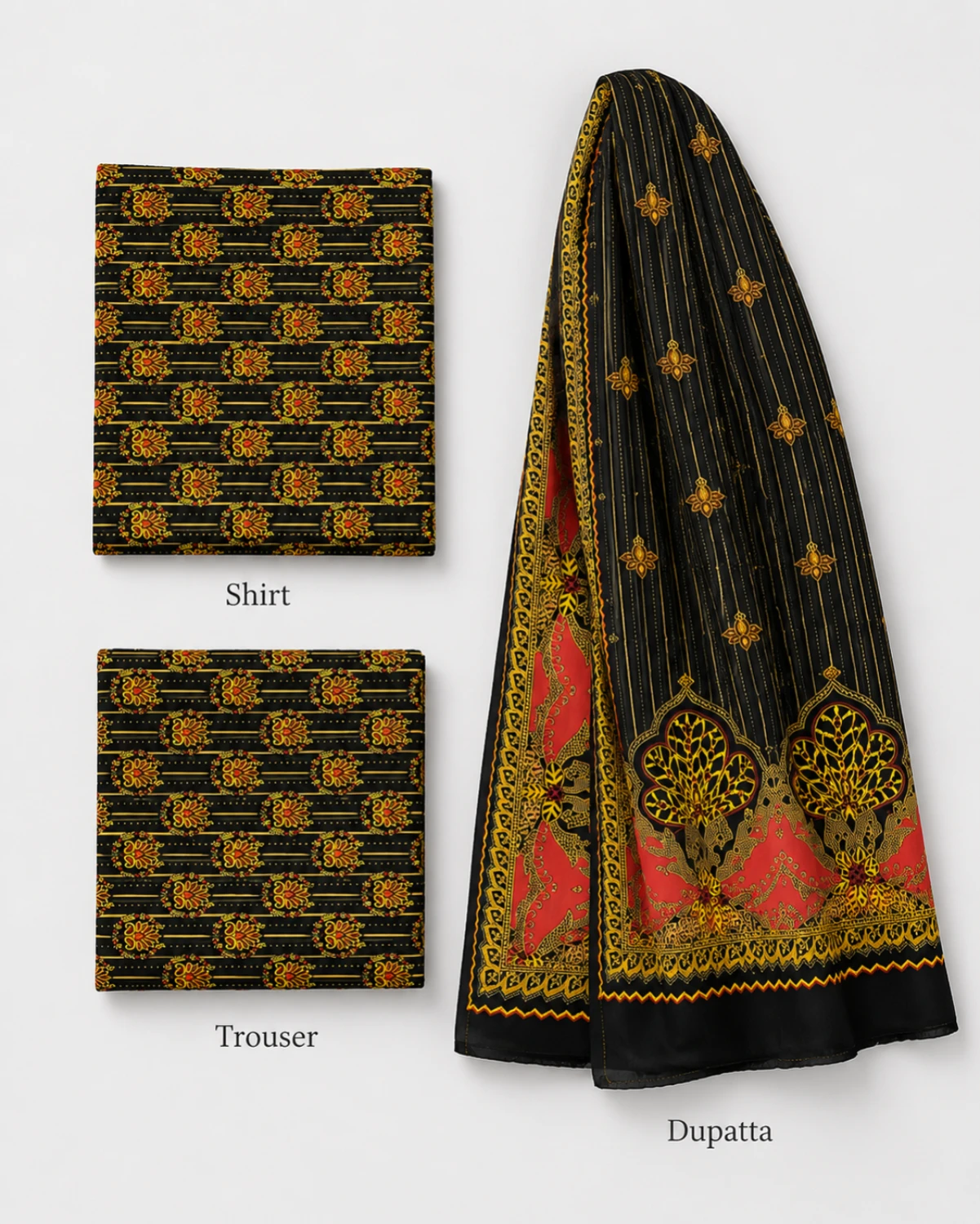 Rida Traditional Printed 3 Piece Suit