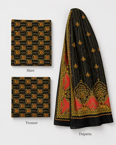 Rida Traditional Printed 3 Piece Suit 2