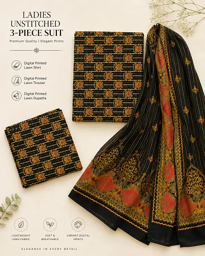 Rida Traditional Printed 3 Piece Suit 3