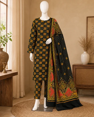 Rida Traditional Printed 3 Piece Suit 4