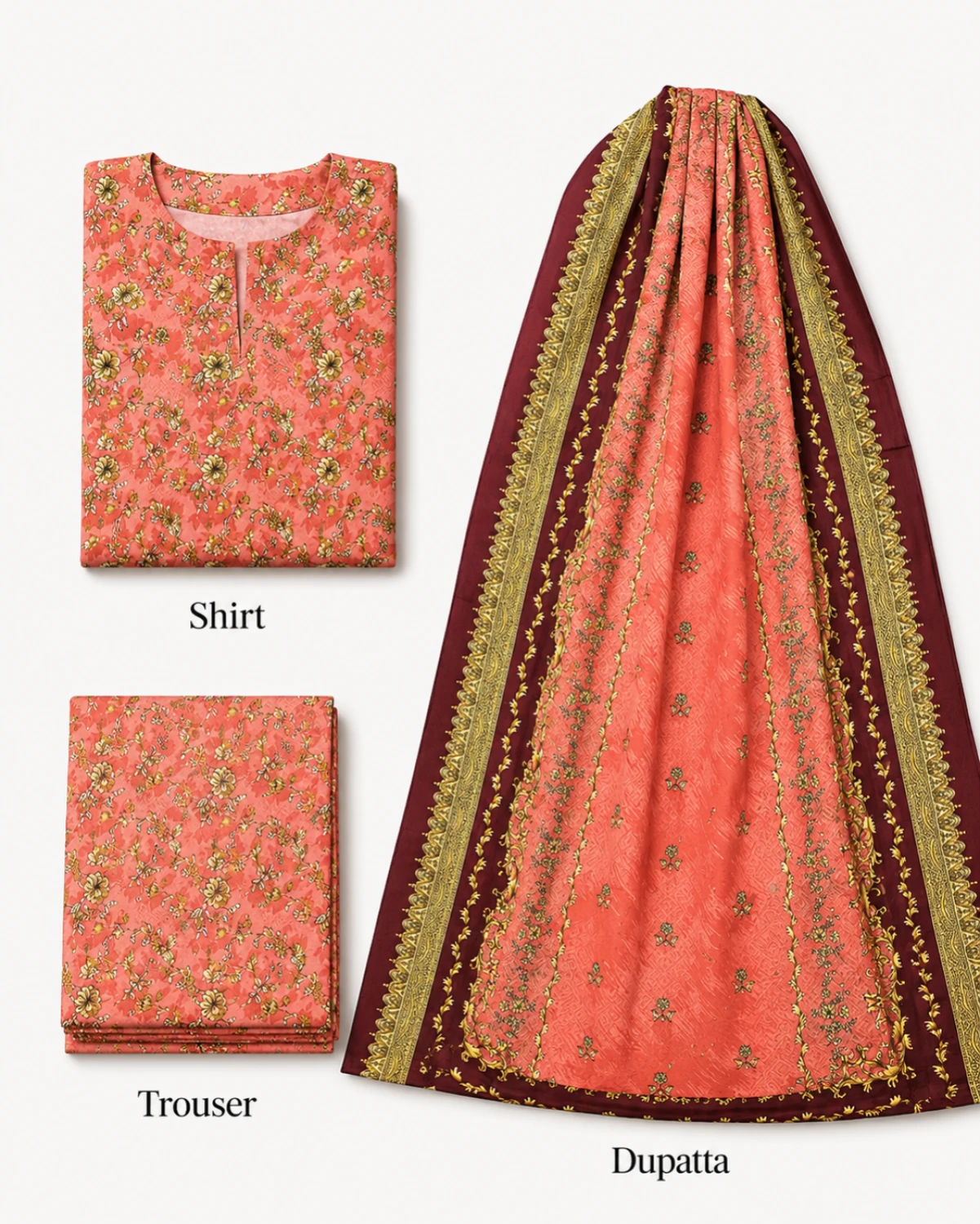 Ayla Floral Printed 3 Piece Suit