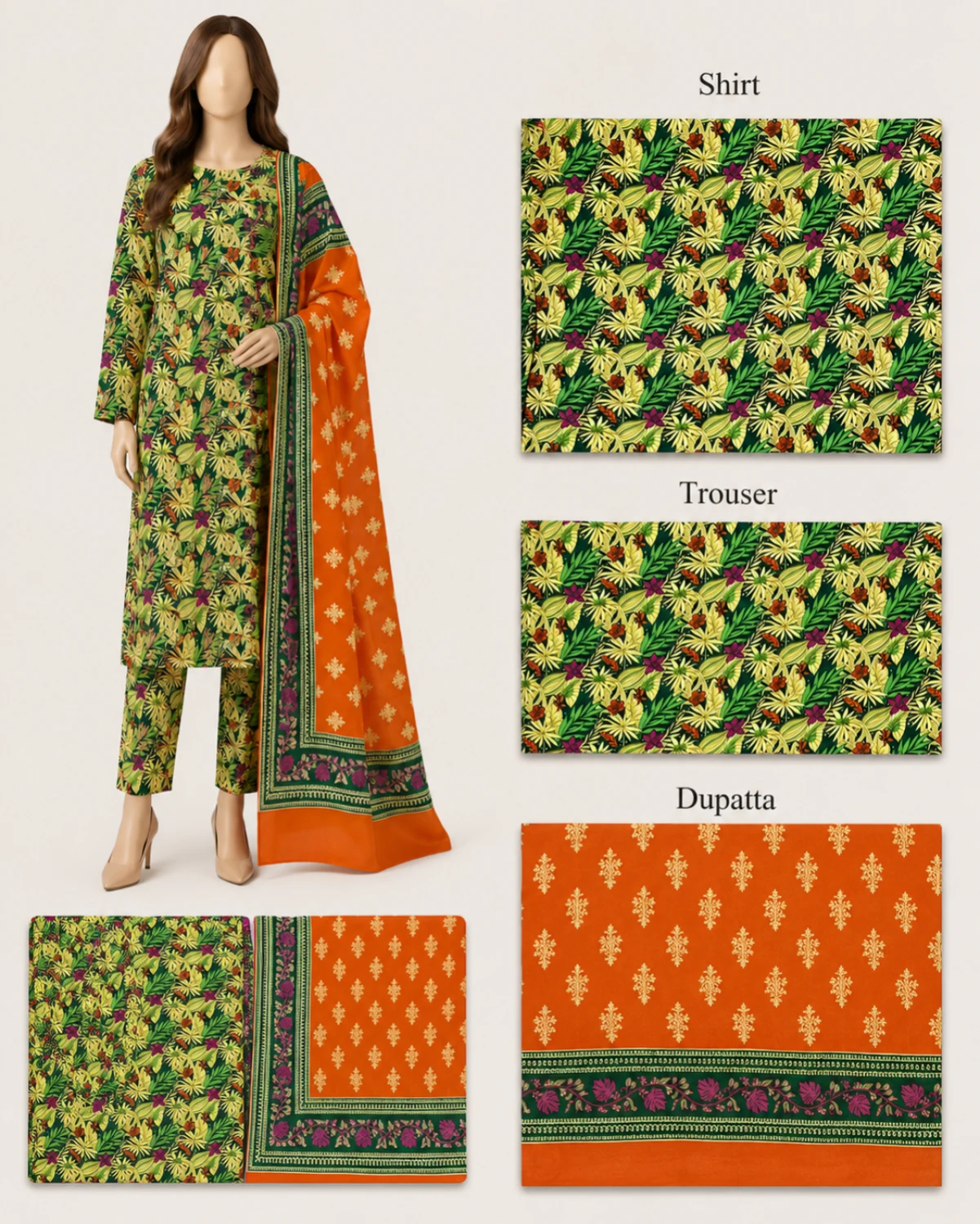 Zaina Printed 3 Piece Suit