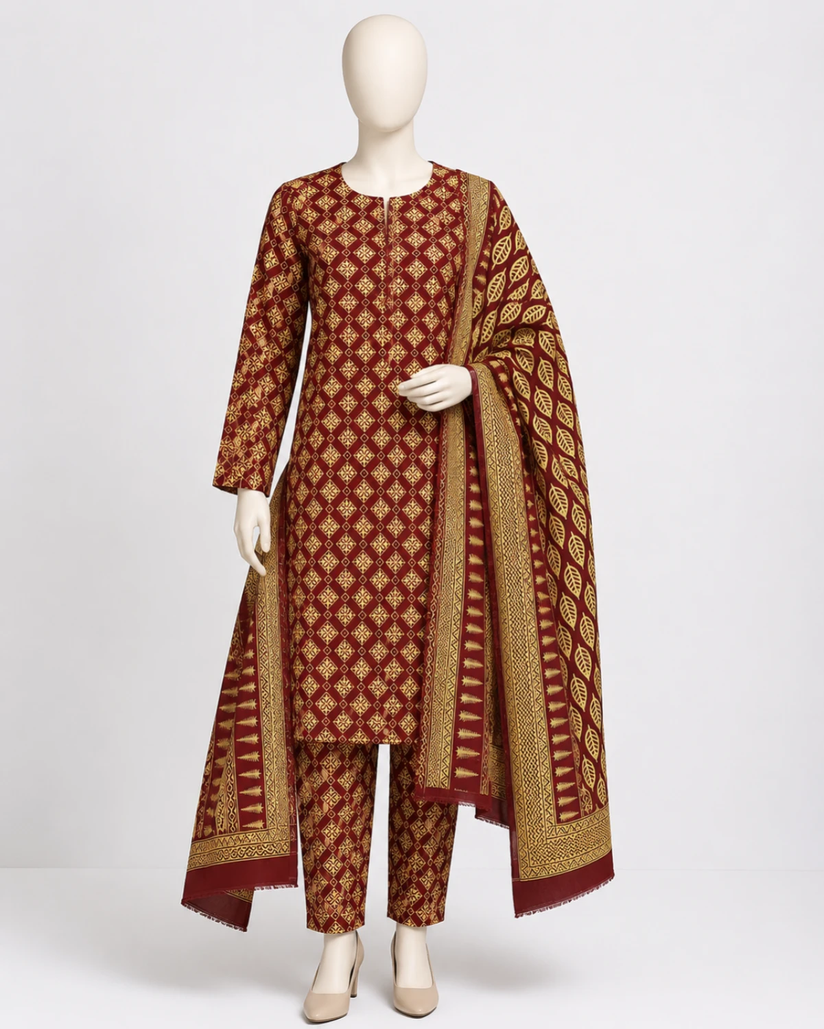 Mahnur Printed 3 Piece Suit