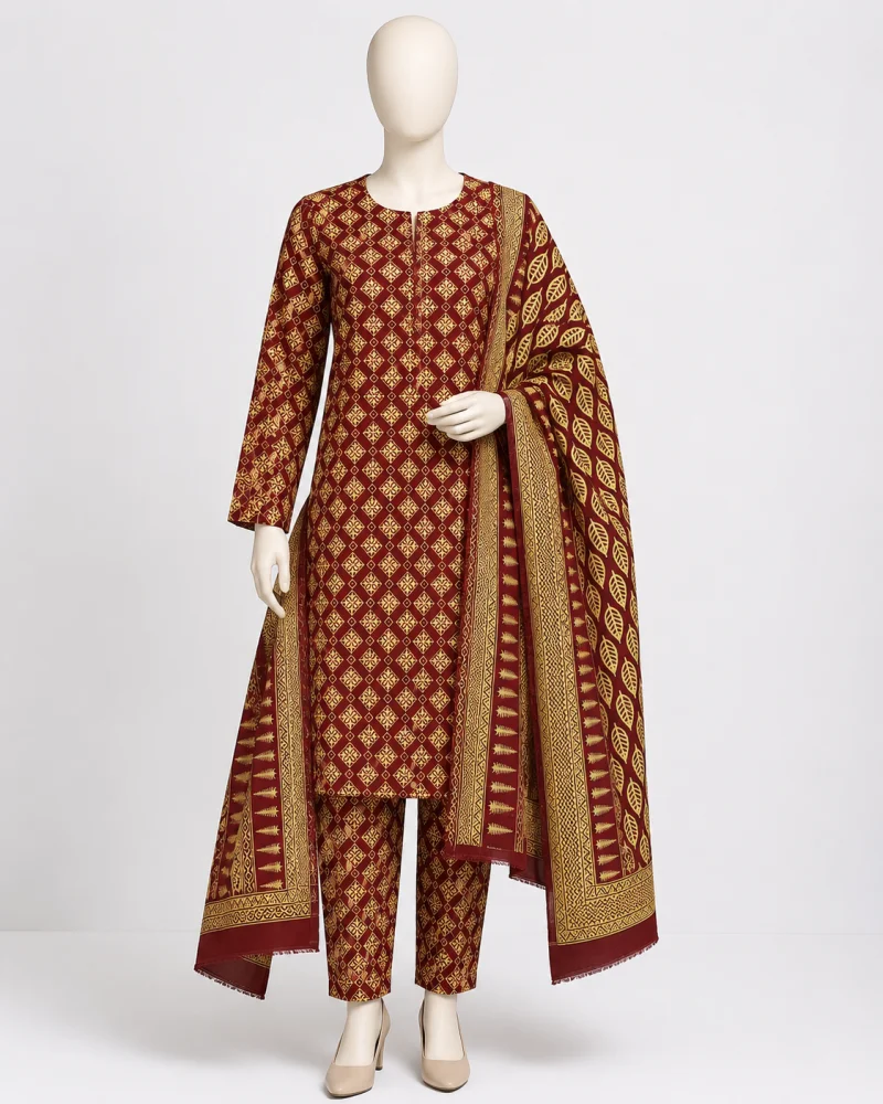 Mahnur Printed 3 Piece Suit