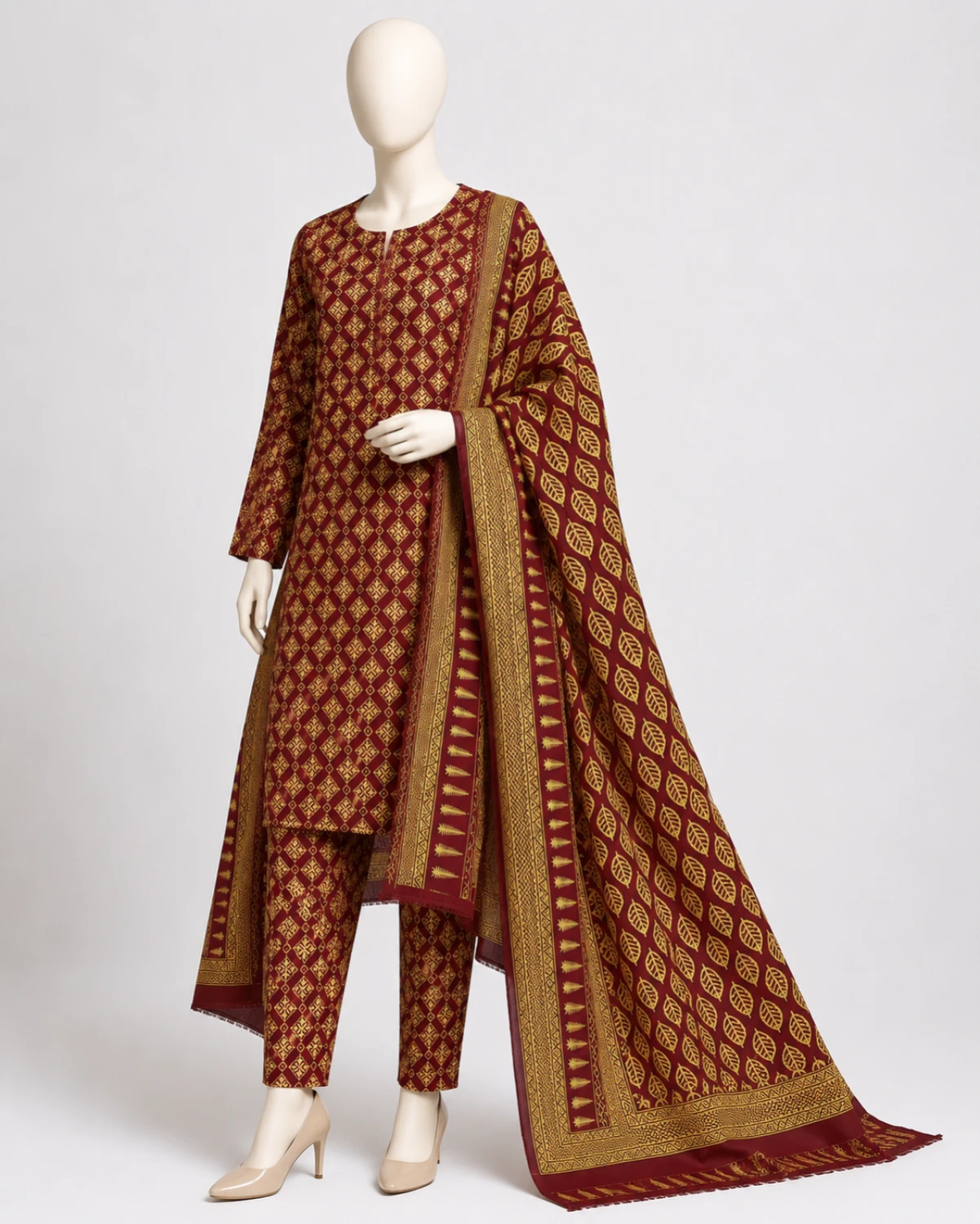 Mahnur Printed 3 Piece Suit