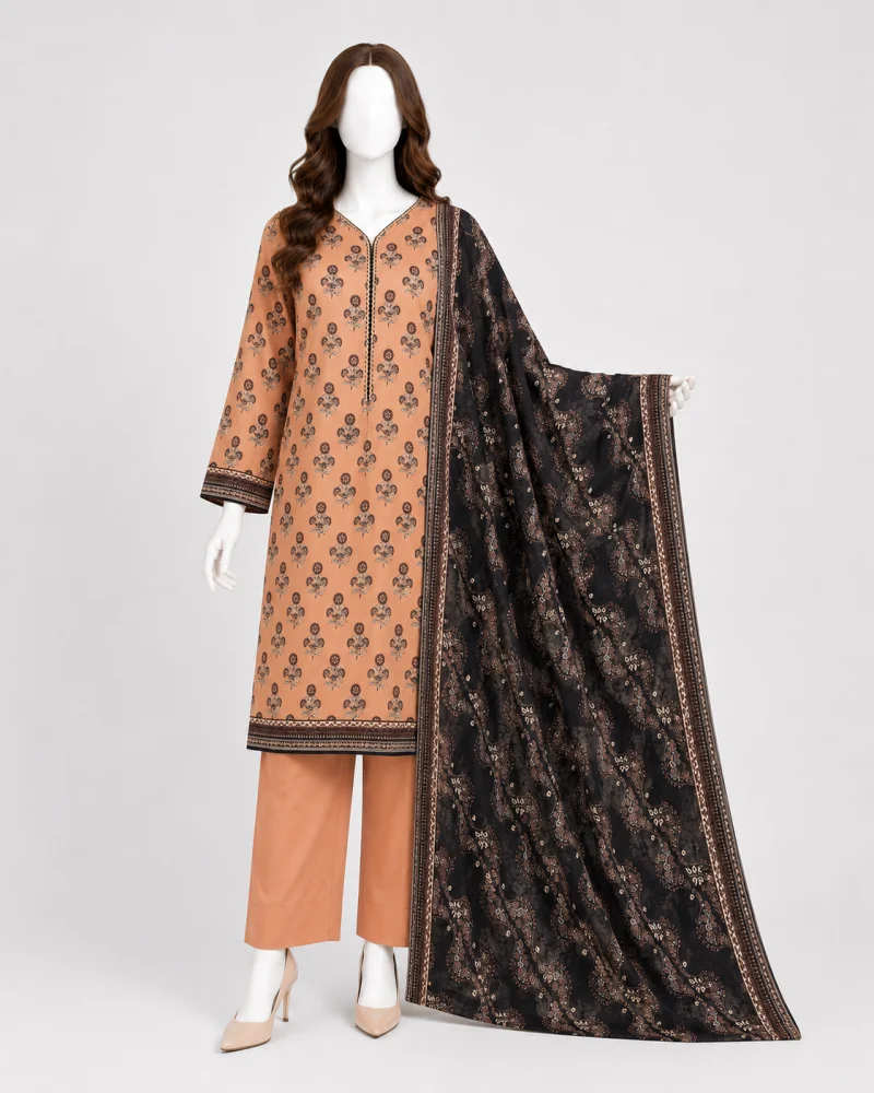 Amber Noir Printed 3 Piece Lawn Suit