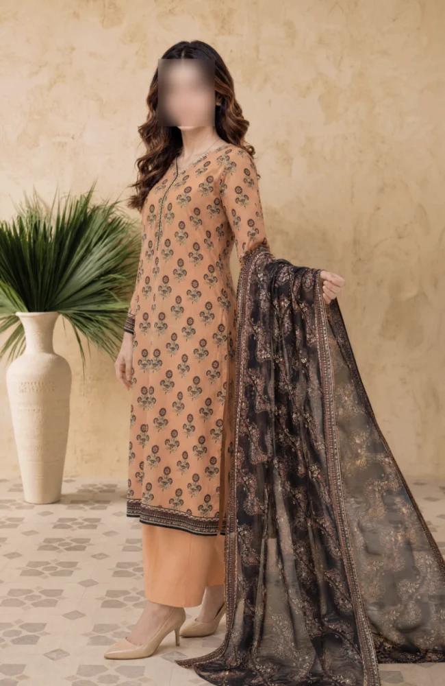 Amber Noir Printed 3 Piece Lawn Suit