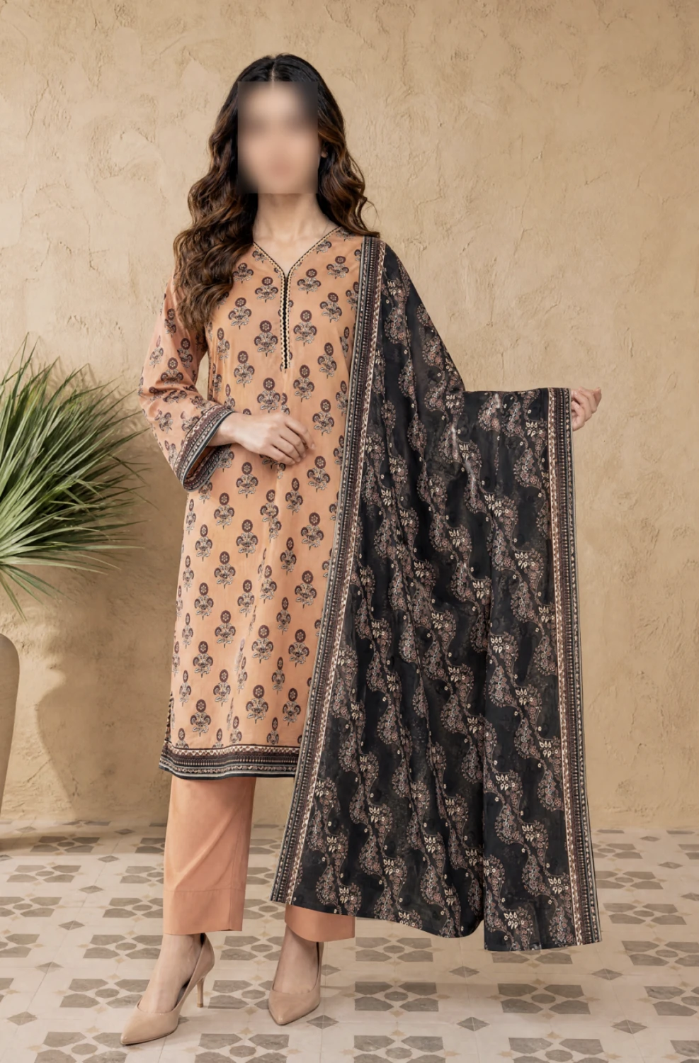 Amber Noir Printed 3 Piece Lawn Suit