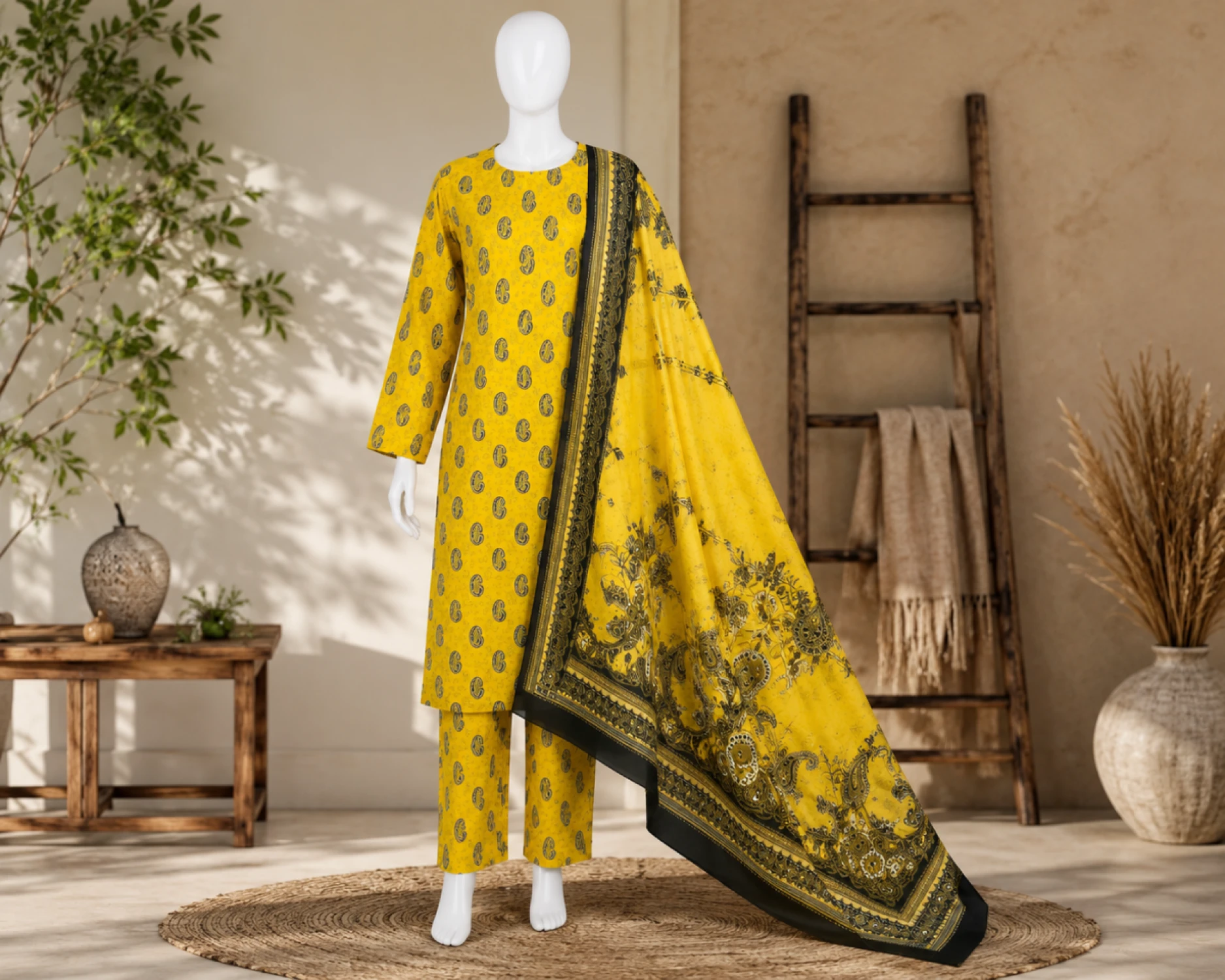 Haya Paisley Printed 3 Piece Suit