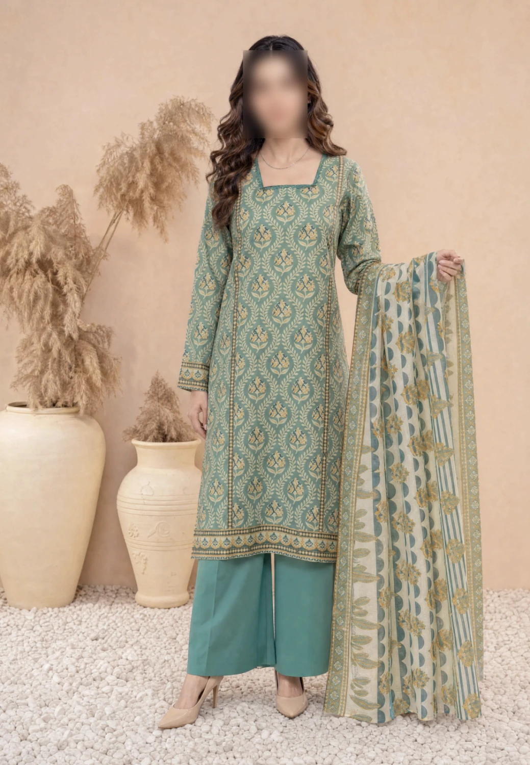 Sage Noor Printed 3 Piece Lawn Suit