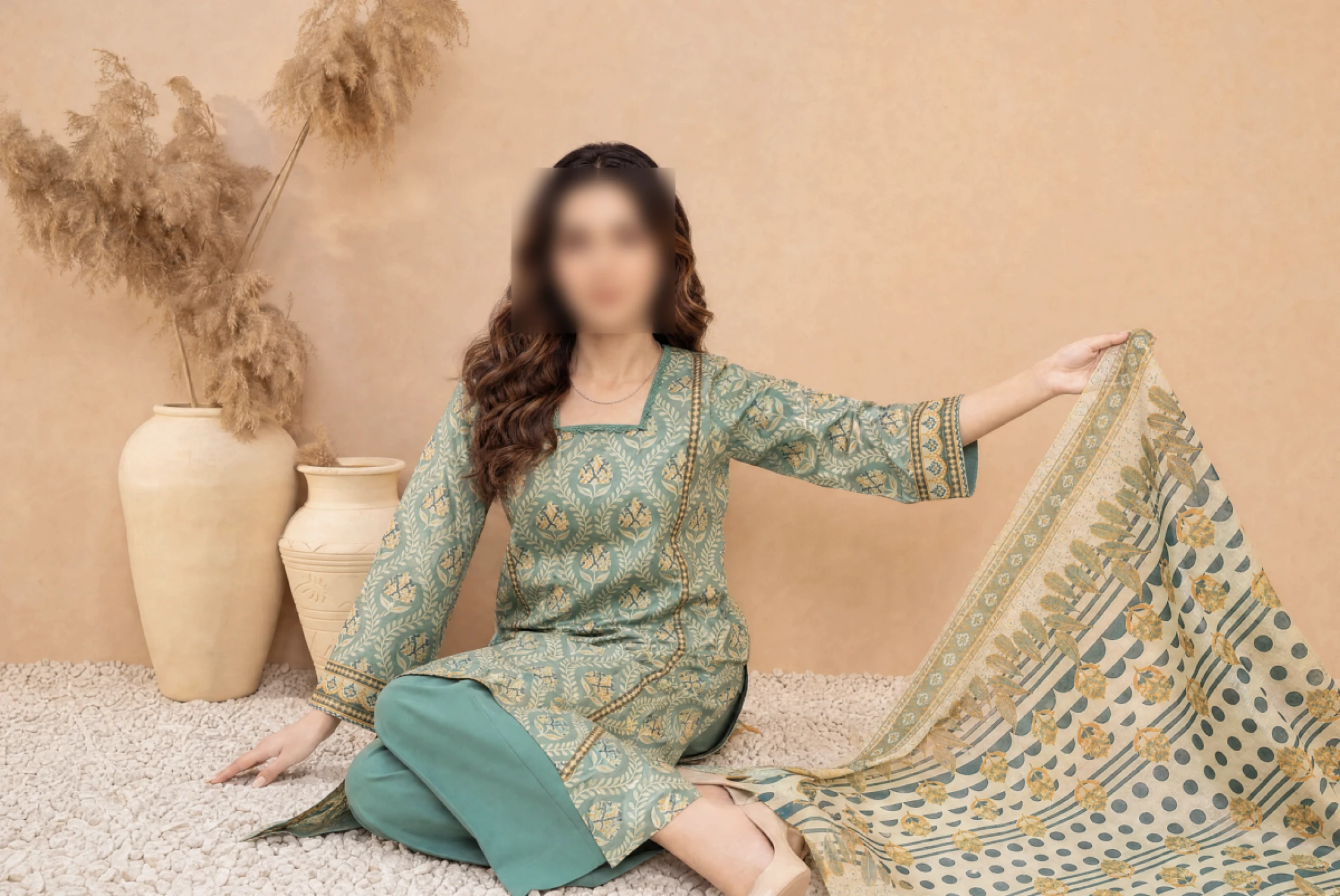 Sage Noor Printed 3 Piece Lawn Suit